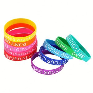 Motivational Inspirational Silicone Bracelet Positive Message Rubber Elastic Wristband Custom Logo Party <b>Gift</b> for Men Women - Product Image 3