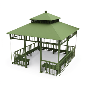 Gazebo Metálico Cuadrado BDB con Banco, Techo Doble, Pabellón de Jardín para Exteriores - Product Image 2