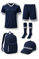 Ensemble de tenue de football imprimé marron avec short, chaussettes, sac à dos et casquette, col en V, manches courtes, 100% polyester, unisexe adulte