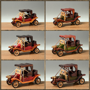 Modello di auto d'epoca <span class=keywords><strong>in</strong></span> <span class=keywords><strong>legno</strong></span> intagliato a mano elegante incisione artigianale per uso domestico Vintage decorazioni Creative per la casa - Product Image 5