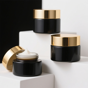 Tarros Cosméticos Redondos <span class=keywords><strong>de</strong></span> <span class=keywords><strong>Vidrio</strong></span> Negro Mate Vacíos Para Crema <span class=keywords><strong>de</strong></span> Ojos <span class=keywords><strong>de</strong></span> 5g 10g 15g 20g 30g 50g 60g 100g 200g <span class=keywords><strong>Con</strong></span> Caja <span class=keywords><strong>de</strong></span> Papel Cuadrada Personalizada - Product Image 1
