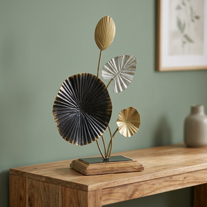Sculpture de feuille en métal moderne haut de gamme, centre de table décoratif, accent botanique artistique pour la maison, élégant et contemporain - Product Image 4