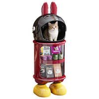Meuble de rangement pour animaux de compagnie en plastique, multi-niveaux, universel toutes saisons, maison pour chat élégante et mobile avec roulettes