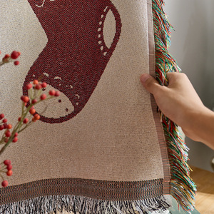 Merry <b>Christmas</b> <b>Throw</b> Blanket Rectangular Polyester Acrylic Jacquard Anti-Pilling Home Decor Winter Use - Product Image 4