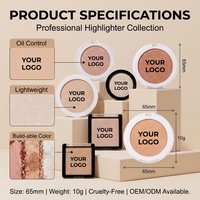 Highlighter crémeux scintillant personnalisé, végan, sans cruauté, bronzer compact rond, palette de highlighters pour le corps et le visage, marque privée