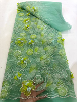 NI.AI Nouveauté Dentelle 3D Fleurs Perlées avec Paillettes, Dentelle Cordonnée en Tissu, Tissu Brodé de Perles pour Robe de Mariée