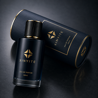 Flacon de parfum cylindrique noir mat vide 30ml 50ml 100ml avec bouchon effet bois et logo personnalisé
