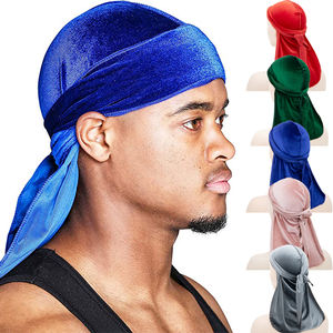 Durags Hommes Personnalisés <span class=keywords><strong>Luxe</strong></span> Vague Doux Élastique Velours Soie, Bandeaux Soyeux pour Hommes - Product Image 1