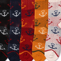 Calcetines de Mujer con Diseño de Ancla Náutica, Tejido Jacquard, Transpirables, con Refuerzo en el Talón y Puntera, Calcetines de Moda para Uso Diario, Regalo Náutico