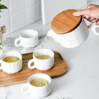 Service à thé en céramique et porcelaine écologique de luxe nordique, personnalisable avec logo, chauffe-bougie, marque Saimei, tasse 200 ml, théière 650 ml