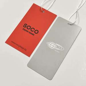 Xp-chất lượng cao tùy chỉnh quần áo treo thẻ bán buôn Đặc biệt giấy đôi Swing hangtag với logo cho hàng may mặc và may mặc - Product Image 5