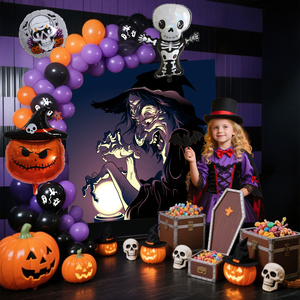 Kit d'arche de ballons gonflables pour décorations de fête, déguisements d'Halloween, avec support, thème citrouille et chauve-souris - Product Image 3