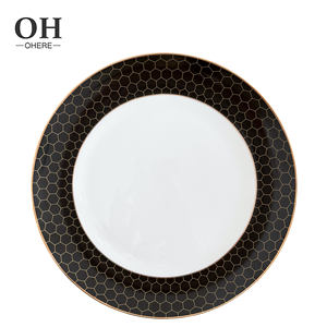 <span class=keywords><strong>Service</strong></span> de table en porcelaine fine écologique Ohere Premium, assiette de présentation noire en nid d'abeille, <span class=keywords><strong>vaisselle</strong></span> en céramique - Product Image 3