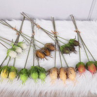 Fleurs artificielles européennes en forme de fleur de gazon, en plastique souple et peluche, ornements de fruits, simulation faite à la main, 3 têtes, velours Prince