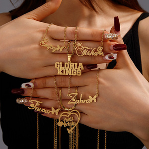 Lateefah regalo personalizzato oro 18K acciaio inossidabile adesivo smerigliato <span class=keywords><strong>collana</strong></span> <span class=keywords><strong>nome</strong></span> personalizzato - Product Image 3