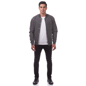 Custom Made Logo Design Men's Varsity Jackets-Stand Collar Front Breathable <b>Leather</b> Fabric Custom Colors Embroidery Low Prices - Product Image 1