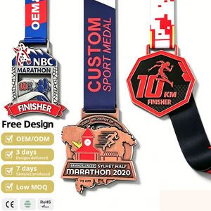 Fabricante de Medallas de Carrera de Aleación de Zinc OEM, Medalla Deportiva Personalizada en 3D con Cinta para Maratón - Product Image 1
