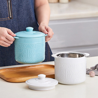 Pot à huile de cuisine rustique moderne récipient à graisse de bacon en céramique de luxe avec passoire