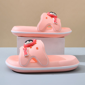 Claquettes compensées pour femmes, antidérapantes, respirantes, en EVA, à semelle épaisse, pour la salle de bain, motifs dessin animé, blanc, rose, noir, bleu clair - Product Image 3