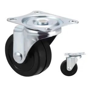 50mm Rubber Caster Wheel Light Duty Small Non-slip 1.5 Inch Pp Plastic Caster Wheels For Light Equipment