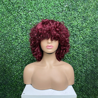 Super Perruques à Double Tissage de Cheveux Humains Fabriquées à la Machine avec Frange Fumi Bouclés Coiffures Densité 250 Non Lace Couleur au Choix