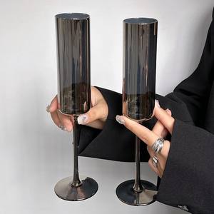 モダンストレートトールグラスレーザーシルバー高価値持続可能な手作りワイングラスクリエイティブカクテルジュースグラス用 - Product Image 1