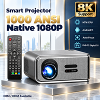 Proyektor 8K Android 30000 Lumens 1080P HD 1000ANSI Auto Focus DVB-T2 TV Dengan Speaker HiFi Proyektor Video Rumah & Luar Ruangan OEM