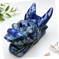 Statue de dragon chinois sculptée à la main en pierre précieuse naturelle, 12 cm, Sodalite, Quartz Rose, Sculpture de tête de dragon en cristal pour la décoration Feng Shui