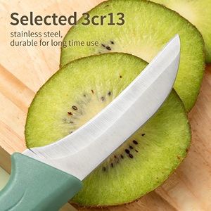 Couteau à éplucher bec d'oiseau en acier inoxydable, manche vert matcha, lame courbée, pour fruits, découpe, ambidextre, compatible lave-vaisselle, cuisine - Product Image 2