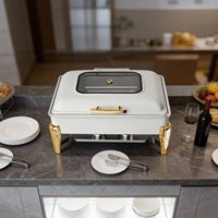 Chauffe-Plat Commercial en Acier Inoxydable Argenté 9L, Réchaud à Alcool pour Buffet, Hôtel, Restaurant, Cuisine - Réponse Rapide