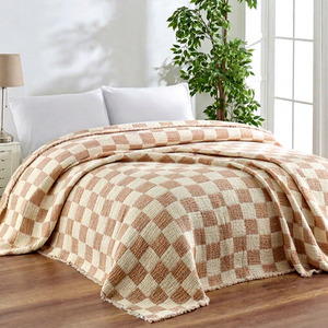Muslin Weave Inside Cotton Fiber Filled 100% Cotton Blanket Bulky Heavy Thick 160x220cm 62x86inch Plain Collection Blanket - Product Image 1