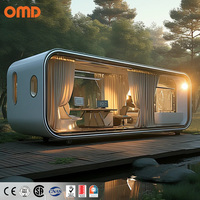 Maison conteneur extensible avec espace cabine, en acier imperméable, avec salle de bain et bureau, pour villa, avec design de cabine Apple