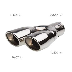 Tuyaux d'échappement Simoni Racing TRX/87R en acier inoxydable à double sortie ovale avec design décalé - Product Image 1