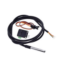 DS18B20 Kit Modul Sensor Suhu Tahan Air 100CM Kabel Sensor Digital Adaptor Terminal Probe Baja Tahan Karat untuk Arduino