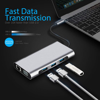 Base de Conexión Tipo-C 10 en 1, HDTV 4K, USB 3.0, PD 100W, Lector de Tarjetas SD y TF, VGA, Audio de 3.5mm, RJ45, para Teléfono Móvil, PC, Portátil, Macbook, HUB USB-C