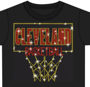 Patch thermocollant en strass personnalisé pour les fans des Cleveland Cavaliers, design en cristal de verre, style bling-bling. - Product Image 1