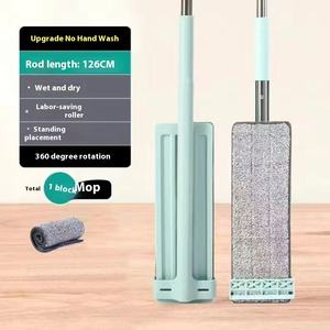 Großhandel Flat Mop mit Holzgriff Dual-Use Dry & Wet Recta ngle Pattern Freihändige Reinigung für beschäftigte Menschen - Product Image 6