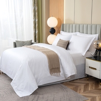 Parure de lit hôtelière moderne en coton 100 %, housse de couette et drap plat blancs, qualité supérieure, vente en gros