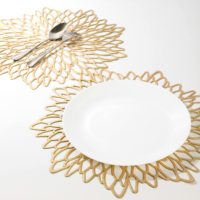 Nouveau Napperon Rond en PVC Style Chinois Doré Élégant, Antidérapant et Imperméable, en Coton Rose, Idéal pour Mariages