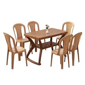 Modern Design Thickened <b>Plastic</b> Square Dining <b>Table</b> Chair Set for Home Beach <b>Outdoor</b> Barbecue Night Market Stall Food Stall Use - Product Image 1