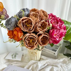 Rosas artificiales de seda Mezzi Austin de 7 cabezas para decoración de bodas y hogar - Product Image 4