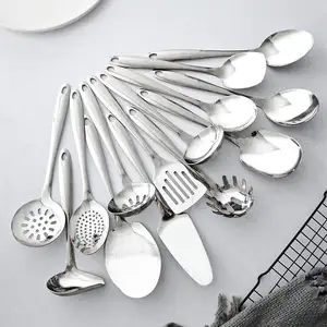 14pcs Kitchenware Stainless Steel Home And Kitchen Accessories Utensils Skimmer Ladle Serving Cooking Utensils Set Food Tools