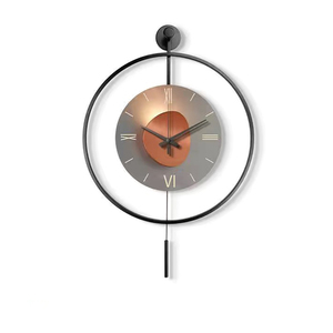 Horloge murale en fer silencieuse avec lumière LED et pendule, design artistique en métal, 50x72,5 cm, vente directe d'usine, décoration pour salon, décoration intérieure - Product Image 3