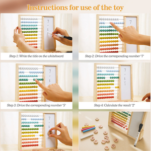 Calculatrice en bois Perle en bois Jouets Classification mathématique Planche à dessin colorée Aides pédagogiques Montessori - Product Image 6