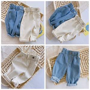 กางเกงยีนส์ทรงหลวมสีพื้นสำหรับเด็ก,กางเกงยีนส์ลำลองขาสั้นแฟชั่นสำหรับเด็กผู้หญิงเด็กผู้ชายอายุ1-4ปีสไตล์เกาหลี - Product Image 2