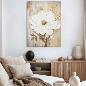 Flor lienzo grande pintado a mano pintura <span class=keywords><strong>al</strong></span> óleo estética Floral arte de pared para sala de estar dormitorio Hotel Decoración - Product Image 4