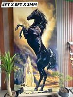 Panneau mural en marbre 3D imprimé, design cheval moderne, imperméable, écologique, pour l'intérieur des salles de bain, des maisons et des espaces commerciaux