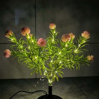 Lampu Bunga Hydrangea Pink Buatan LED, Lampu Dekorasi Bercahaya Putih Hangat untuk Dalam Ruangan, Dioperasikan dengan Baterai USB, untuk Thanksgiving