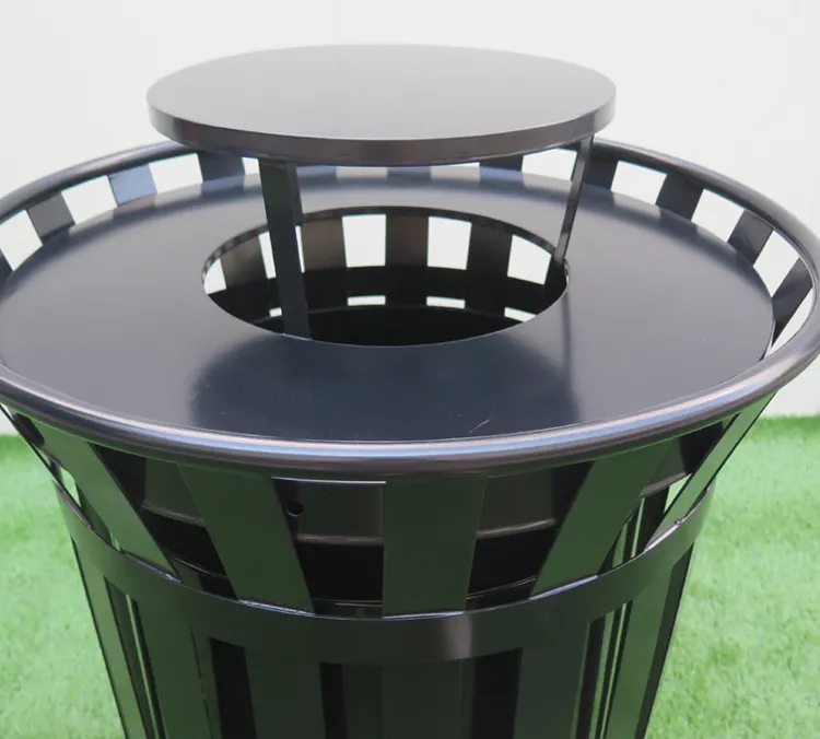 Factory Wholesale Metal Slatted Outdoor Trash Bin Park Commercial Steel Garbage Cans Metal Trash Cans For Outside