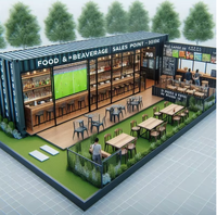Conteneur Pub Mobile Extensible de 40 pieds à Assemblage Rapide, Thème Sportif, Haute Qualité, pour Bars de Football, Clubs de Football, et Espaces à Sandwiches